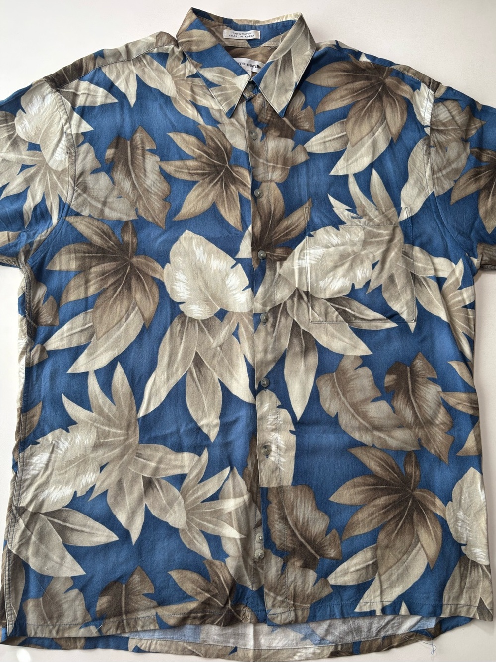 Vintage Pierre Cardin all over print Blue Floral Men's Button-Up Shirt